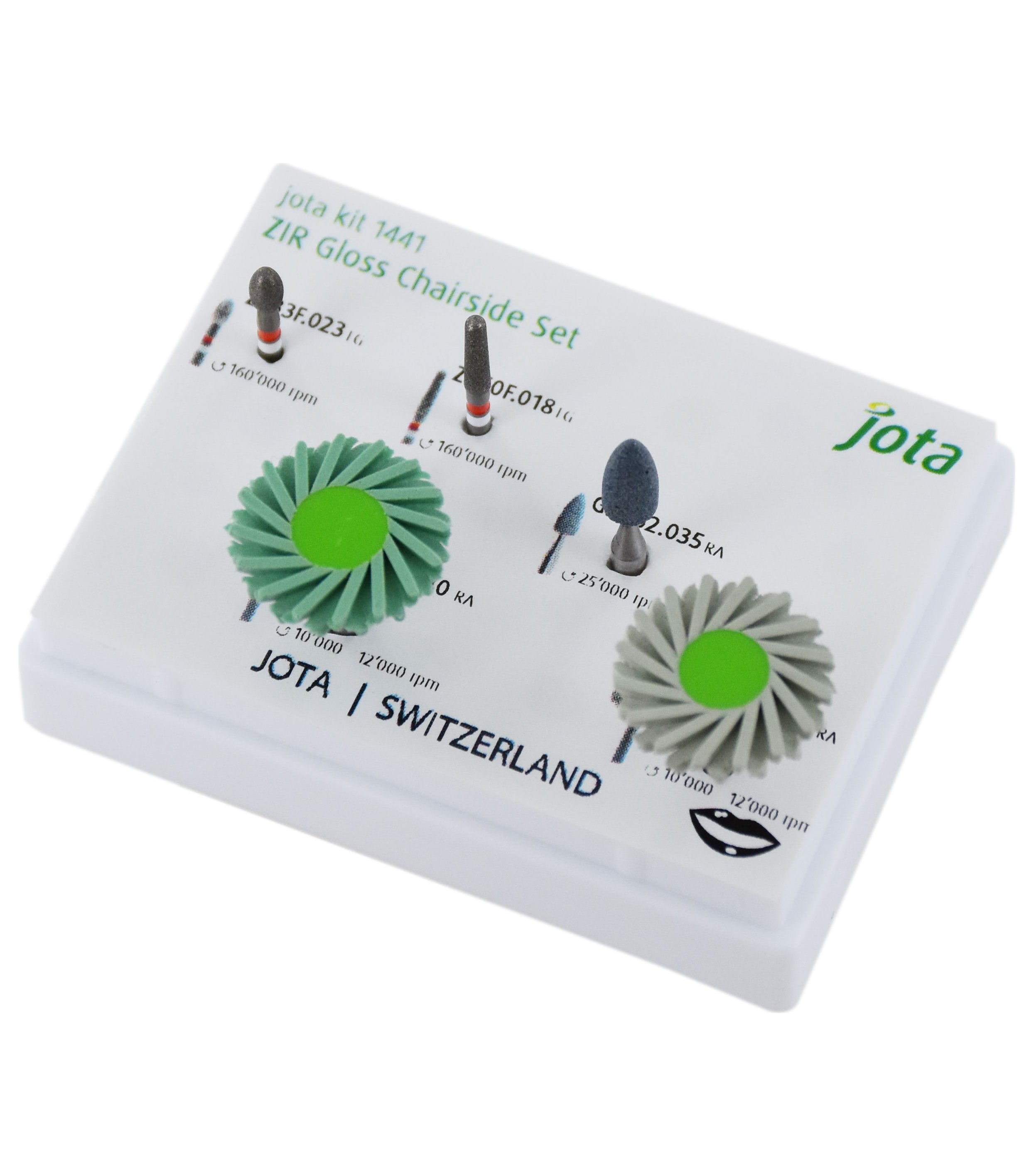 KIT JOTA "ZIR GLOSS CHAIRSIDE KIT" PARA AJUSTE E POLIMENTO DIAMANTADO DE ZIRCÔNIA