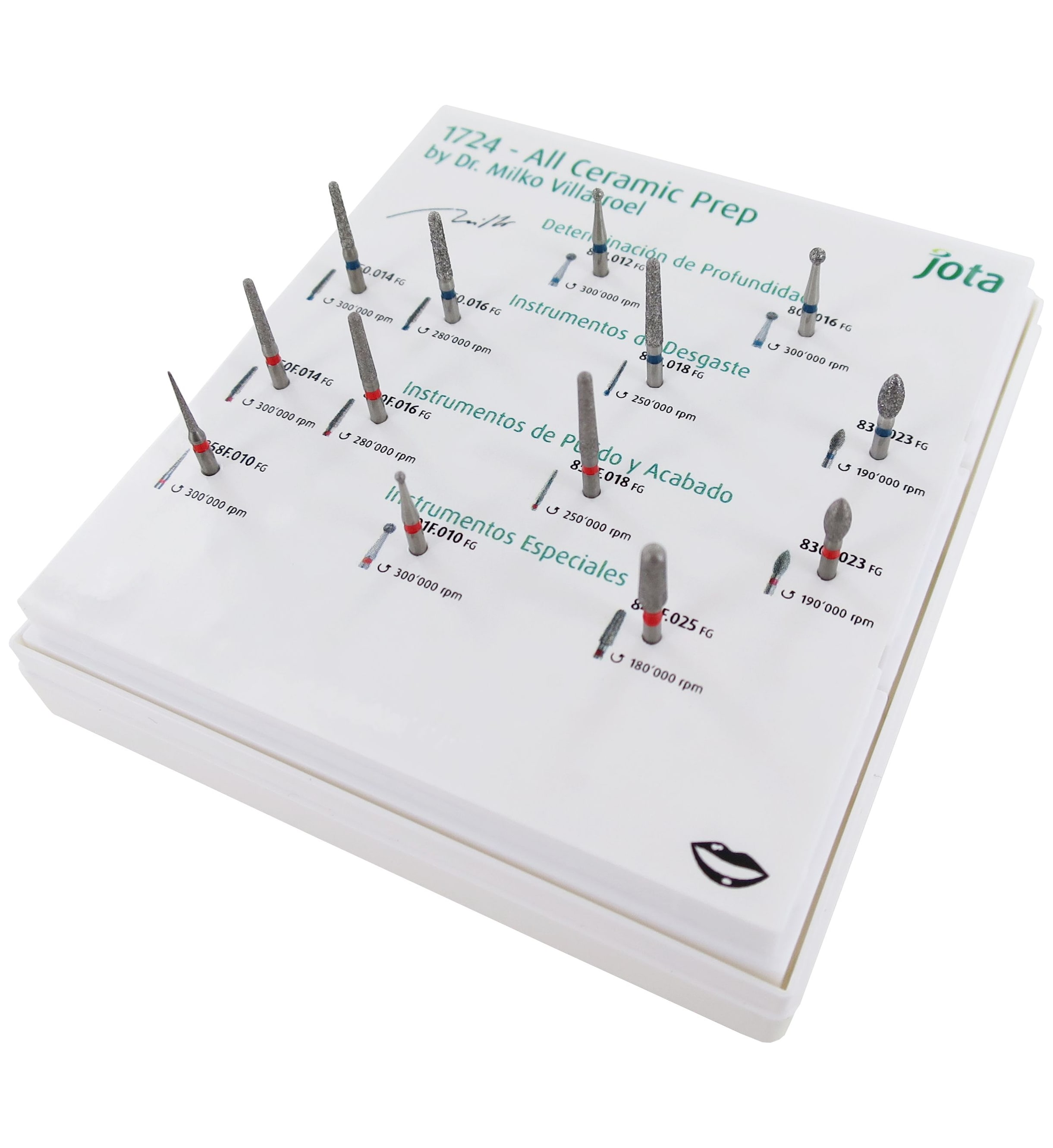 KIT JOTA "ALL CERAMIC PREP.KIT BY DR.MILKO VILLARROEL" PARA FACETAS LAMINADAS E COROAS